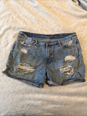 Articles Of Society Ripped Blue Denim Jean Shorts